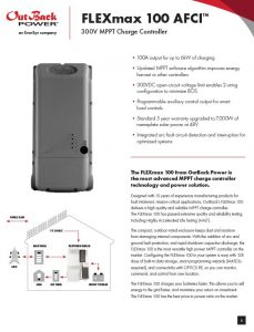 OutBack FLEXmax 100 AFCI 300VDC Spec Sheet