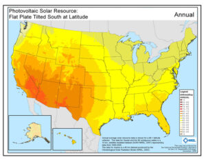 US Solar Insolation Map