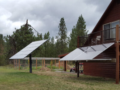 Off grid cabin with solar panels