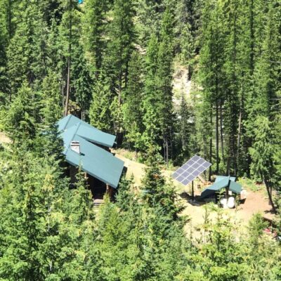 Off grid cabin in woods