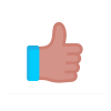 Thumbs-up hand symbol signaling approval or agreement with a blue cuff on the wrist